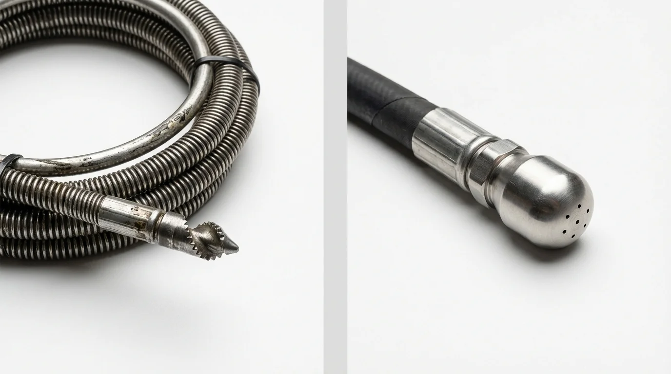 Drain snake cable and hydro jetting nozzle used for drain cleaning in Kingston, TN