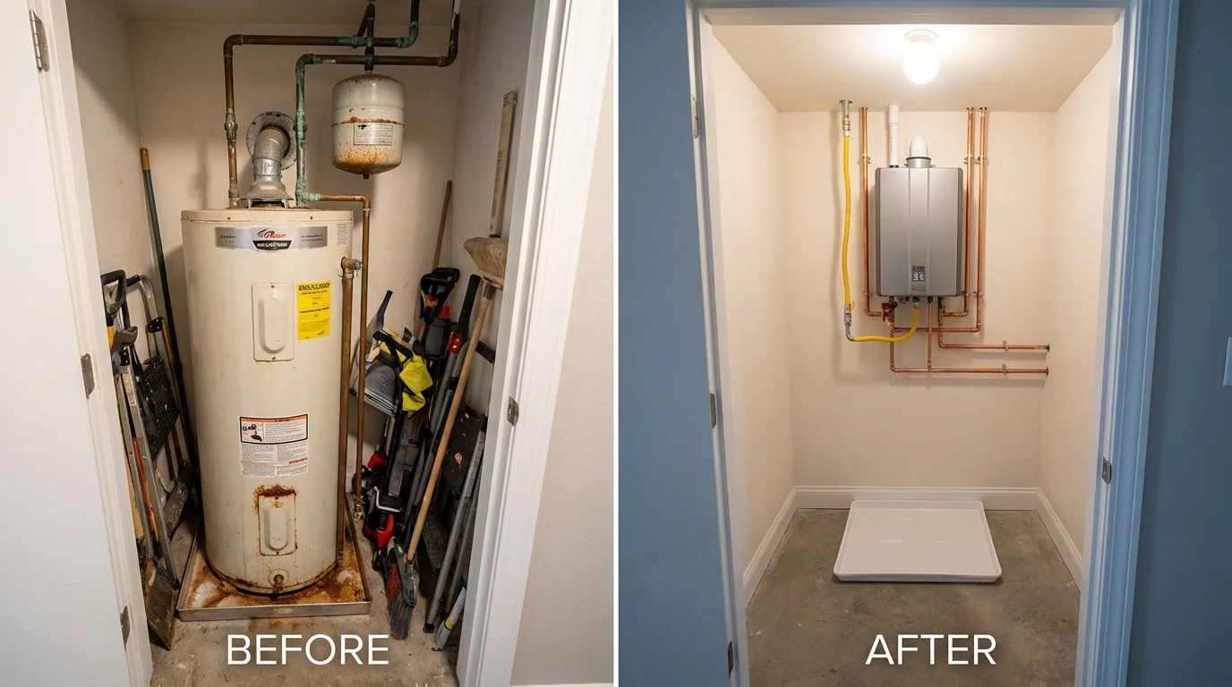 Tank water heater versus wall-mounted tankless unit comparison for Kingston, TN homeowners